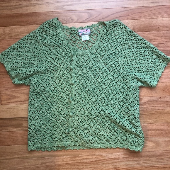 Vintage April Cornell Knit 3/4 Sleeve Cardigan - Picture 1 of 4